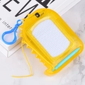 Mini yellow dinosaur magnetic drawing board with blue stylus and a hanging hook toy - Dinosaur Transparent Yellow Board