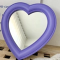 Purple heart-shaped makeup mirror with 3D bead trim on a wooden tray decor - Purple
