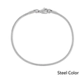 Minimalist silver stainless steel snake chain bracelet in polished steel finish - 2mm x 18cm / Steel