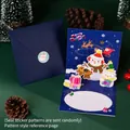 3D Pop-up Christmas card set in navy blue with snowman and Santa theme illustrations - Blue - Snowman