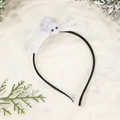 Detail of white furry spider headband with glitter accents on a festive winter background - One Size / White Spider Headband