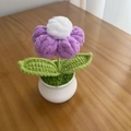 Handmade crochet lily of the valley potted plant in purple and white yarn flower - Chenille Yarn Puff Flower Purple