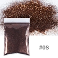 Macro shot of fine champagne gold nail art glitter powder in a transparent resealable bag - Brown Coffee Glitter (#08) / 10g Pack (0.2mm)