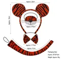 Set costume tigre in peluche con fascia orecchie, naso, papillon e coda lunga - Set 4 Pezzi Tigre Orecchie Tonde Morbide