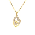 Golden double heart necklace featuring elegant white rhinestone accents for women - Conjoined Upper & Lower Heart - Gold