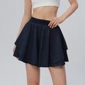 Gonna da tennis a pieghe blu navy da donna con ampia fascia elastica in vita sport - S / Nero