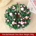 30cm Weihnachtskm Weihnachtskranz mit rosa Kugeln und goldenem Merry Christmas Schriftzug für Tür - 30cm / Rosa
