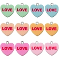 Πολύχρωμα ρητινούχα μενταγιόν καρδιά LOVE για DIY κοσμήματα και αξεσουάρ μπρελόκ - Μικτά 12 Τεμ Καρδιές Αγίου Βαλεντίνου (LOVE)