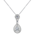 Elegant pear cut silver necklace with sparkling teardrop pendant and layered halo crystals - 3-carat Teardrop Pear-shaped Necklace Xl-13