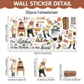 Self-adhesive PVC kitchen wall stickers with 48 hand-drawn chef and food motifs - Chef Theme (UV24Y11950T_R) / 60*30cm