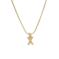 Classic 18k gold-plated letter X pendant necklace with micro-paved zirconia details - Letter X