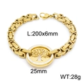 Bracciale a catena Albero della Vita dorato con cristalli di zircone e moschettone - L:200x6mm (KB151907-Z) / Oro