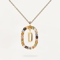 Golden S925 silver necklace with letter D pendant and colorful zircon stones - 925 Silver / Letter D (Gold)