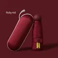 Ruby red ultra-lightweight five-fold sun umbrella with matching hard capsule storage case - Five-Fold Manual Style (With Capsule Case) / Ruby Red
