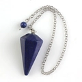 Lapis Lazuli Hexagonal Pendel Anhänger mit silberner Kette und blauem Edelstein - Lapislazuli