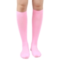Women's pink knee-high socks in JK Japanese school style, comfortable ribbed knit fabric - One Size / Pink