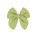 Handmade light green cotton linen bow hair clip with textured fabric for girls - Light Green
