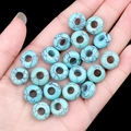 Blue turquoise style round abacus beads with large holes for DIY jewelry making - 6x12mm Synthetic Blue Turquoise (Single)