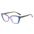 Square cat-eye glasses frame with purple and blue color blocking in a TR90 material - Transparent Purple Blue Frame