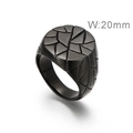 Anillo de hombre de 20mm en acero inoxidable negro mate con textura de grietas únicas - US 7 / Negro