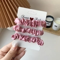 Three-piece set of dusty pink satin scrunchies with elegant glossy silk texture - 3 Piece Set / Pink