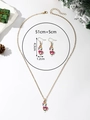 Parure de bijoux de Noël avec collier et boucles d'oreilles en émail motif canne à sucre - XL08-Sucre d'Orge avec Nœud Rose