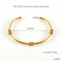 Dettaglio del bracciale a C in acciaio inossidabile 18K con diametro 60mm e spessore 3mm - Stile Linea Sottile Minimalista (669)