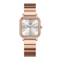 Minimalist square women's watch in rose gold finish with sunburst silver dial - Rose Gold Strap Silver Dial