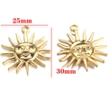Golden stainless steel sun face pendants shown in 25mm and 30mm diameter sizes - Style G / Gold
