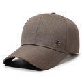 Heren honkbalpet in koffiebruin met getextureerde stof en vintage Jeans metalen badge - Verstelbaar / Khaki