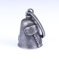 Ciondolo a campana vichingo Mjolnir in argento antico con rilievo del martello di Thor - Argento Vintage (Pendente + Portachiavi) (GBK-032)