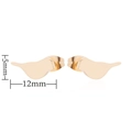 Detailed size view of golden bird studs measuring 12mm wide and 5mm high - Flying Bird / Gold