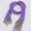 Cordon de collier en cire violette avec fermoir mousqueton argenté et extension - 1.5mm (45+5cm) / Mauve Clair