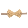 Detail of soft beige lace bow and elastic nylon headband for infant girls hair - Yellow (7)