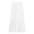Detailed view of white wide-leg pants made from lightweight breathable fabric material - S / White Pants
