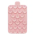 Detailed macro view of pink silicone suction pad with 24 suctions and heart pattern - Pink