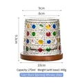 Rotating whiskey glass with colorful dot accents and diamond texture on wooden base 270ml - Multicolor Diamond Pattern with Wooden Base