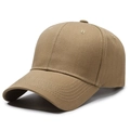 Structured khaki cotton baseball cap in minimalist solid color style for outdoors - Adjustable / Dark Khaki