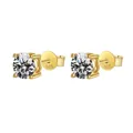 Classic S925 sterling silver four-prong stud earrings with 1ct round moissanite in gold - 925 Silver / 3.5mm 5A Zirconia