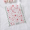 5D embossed cherry blossom nail stickers with pink sakura petals and floral designs - 5D Stereoscopic Embossed Cherry Blossom Style (TS-2606)