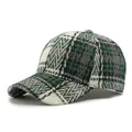Retro multi-colored plaid baseball cap in green and grey tweed with a structured crown - Adjustable / Green Plaid
