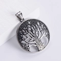 Classic silver Viking Tree of Life pendant with vintage finish on a white background - Steel Color Pendant (Without Chain)