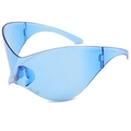 Futuristische Y2K oversized zonnebril uit één stuk in doorschijnend donkerblauw - Blauw Frame / Blauwe Lenzen