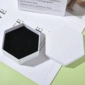 Hexagonal white jewelry gift box with black velvet lining for rings and earrings - White