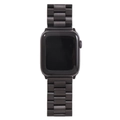 Vertical top view of black stainless steel three-bead link strap for Apple Watch - 38/40/41mm / Black
