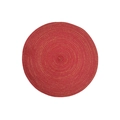 Red and gold woven round placemat with spiral pattern for heat resistant dining table decor - Red