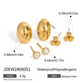 Waterproof stainless steel earring set featuring gold oval, cluster bead and cubic zirconia - Set of Three Pairs (JDEW2408051)