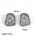 Ohrringe aus Edelstahl mit Lavatextur und Abmessungen von 32 mm mal 27 mm - Silber (TE60423-S)