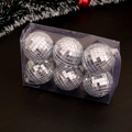 Set of 6 silver disco ball Christmas ornaments in a clear box for tree decoration - Silver 6cm (Set of 6)