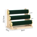 3-tier bamboo jewelry stand with dark green velvet rollers for bracelets and watches - 3-Tier Mustard Green